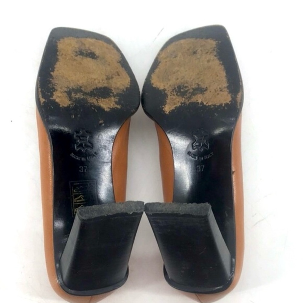 Vintage 90’s Genuine Leather Artisan Hand Crafted Square Toe Made In Italy Heels - Picture 6 of 15